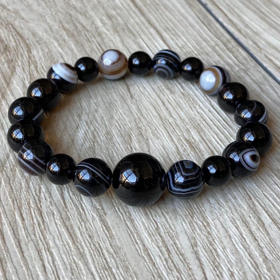 不安を払拭し力を引き出すお守り/モリオン・アイアゲート/パワーストーンブレスレッ