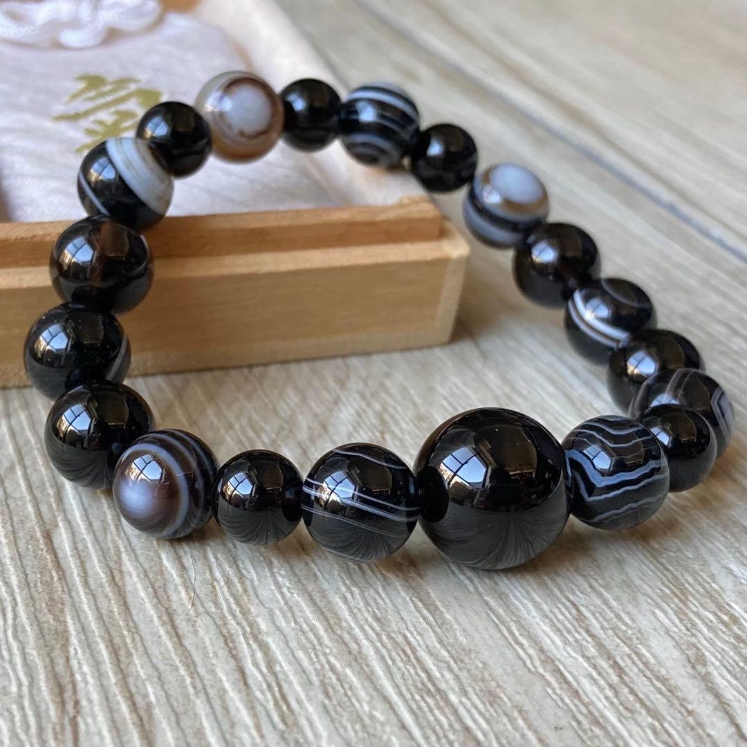 不安を払拭し力を引き出すお守り/モリオン・アイアゲート/パワーストーンブレスレッ