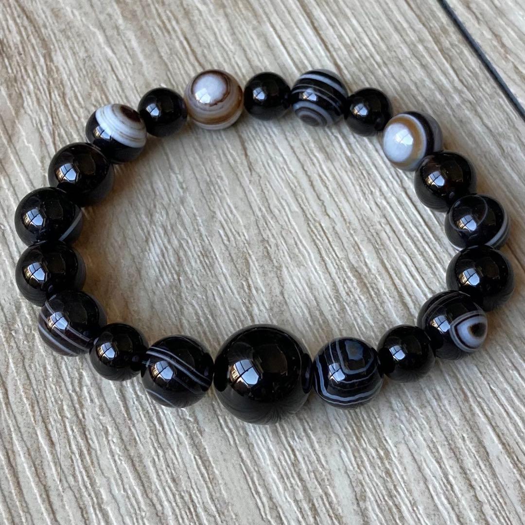 不安を払拭し力を引き出すお守り/モリオン・アイアゲート/パワーストーンブレスレッ