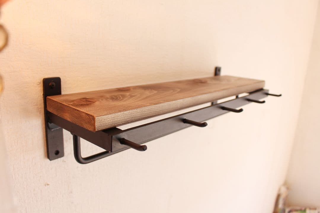 アイアンアン壁掛け小物掛け＆ハンガーラック・飾り棚