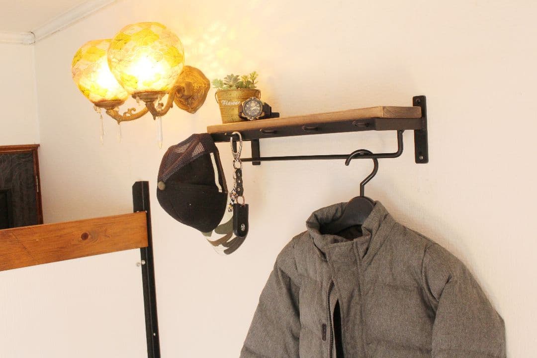 アイアンアン壁掛け小物掛け＆ハンガーラック・飾り棚