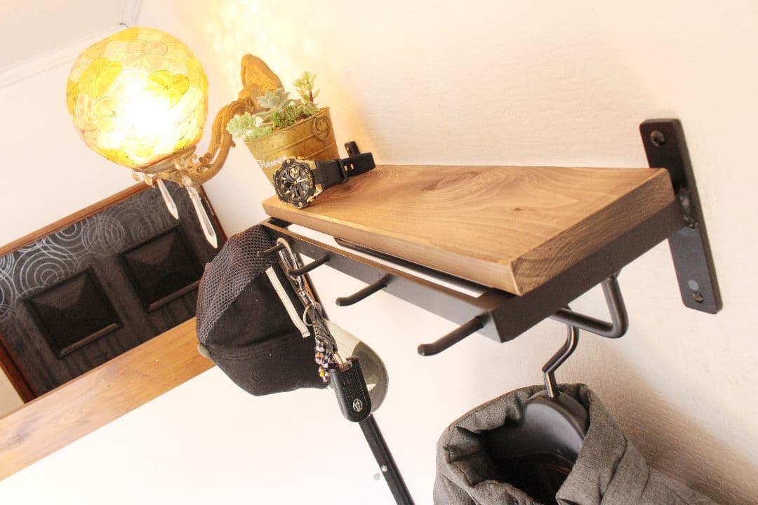 アイアンアン壁掛け小物掛け＆ハンガーラック・飾り棚