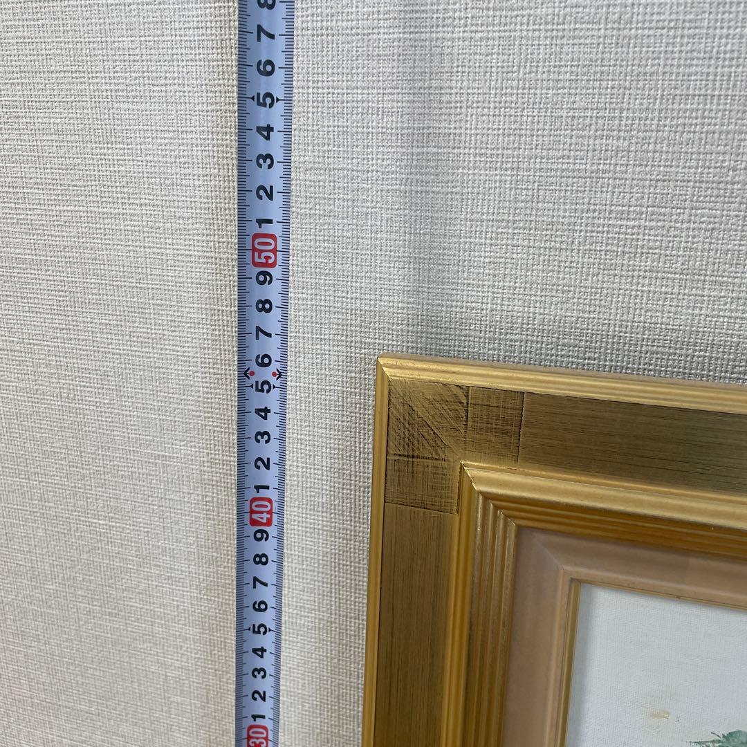 緑色の抽象画 金色フレーム付き