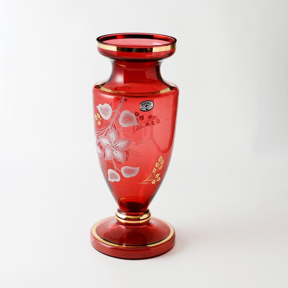 T 　BOHEMIA 花瓶　花入れ　花器　金採　花模様　陶器