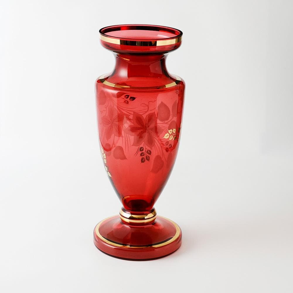 T 　BOHEMIA 花瓶　花入れ　花器　金採　花模様　陶器