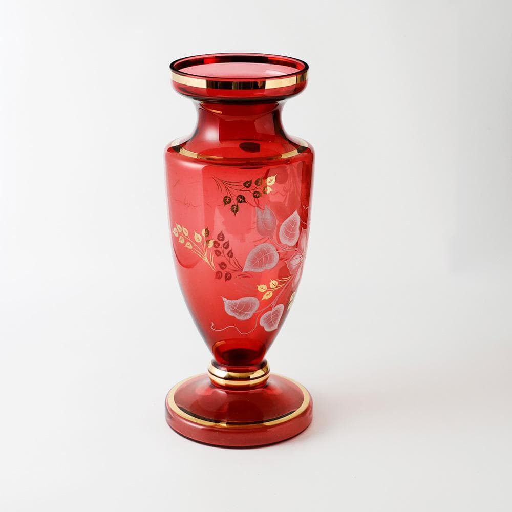 T 　BOHEMIA 花瓶　花入れ　花器　金採　花模様　陶器