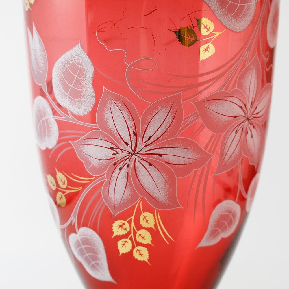 T 　BOHEMIA 花瓶　花入れ　花器　金採　花模様　陶器