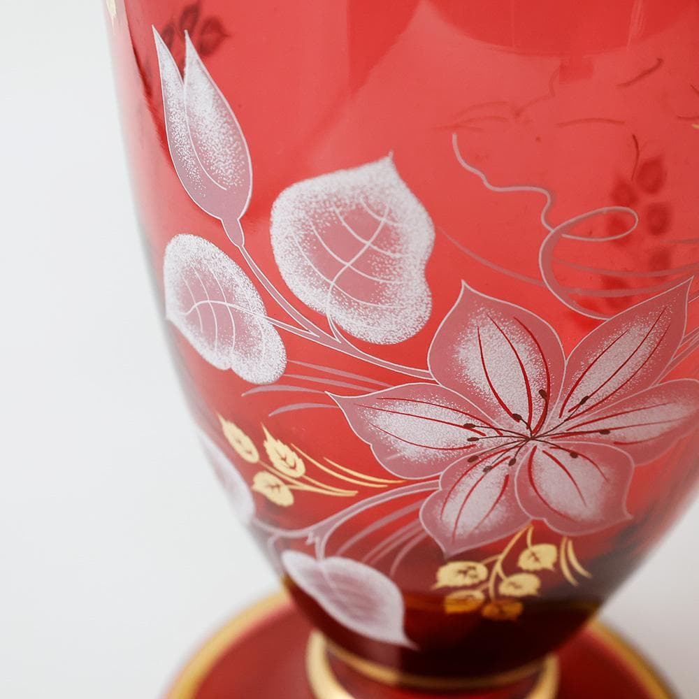 T 　BOHEMIA 花瓶　花入れ　花器　金採　花模様　陶器