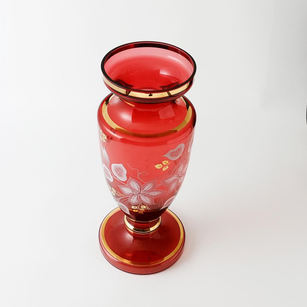 T 　BOHEMIA 花瓶　花入れ　花器　金採　花模様　陶器