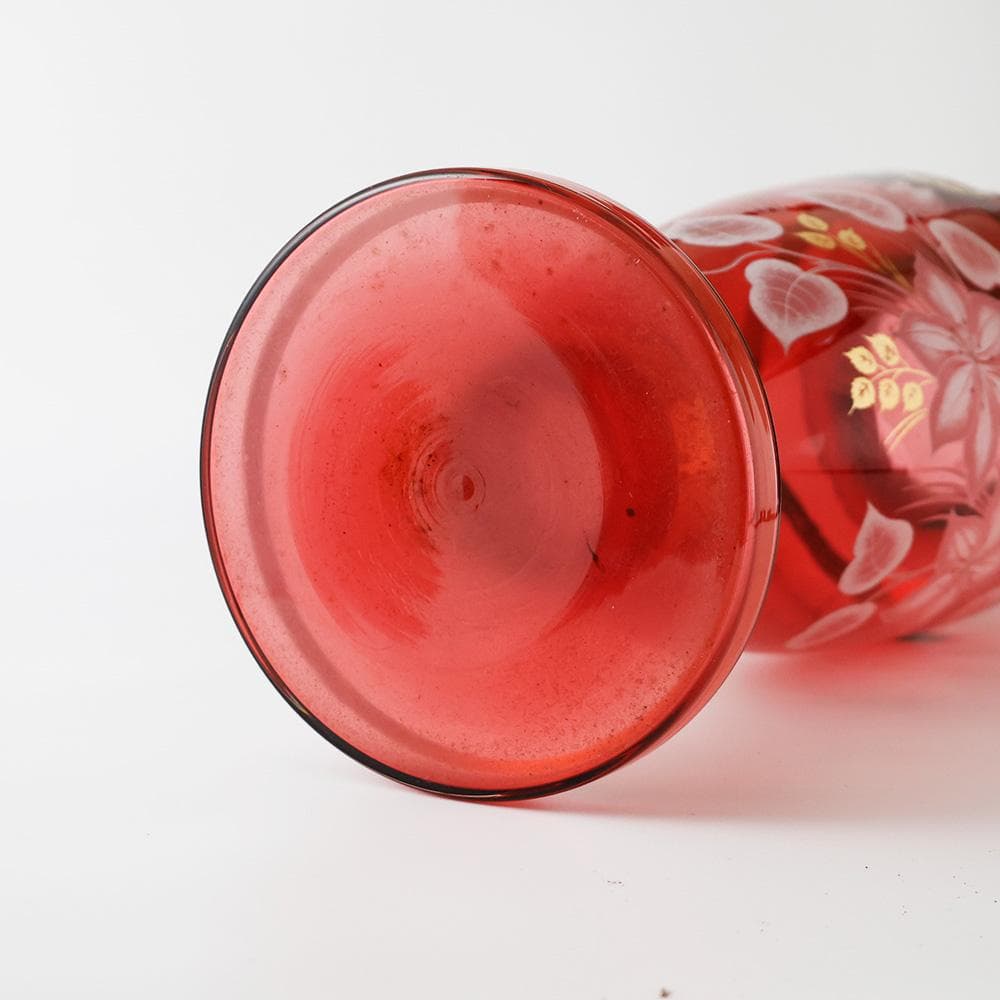 T 　BOHEMIA 花瓶　花入れ　花器　金採　花模様　陶器