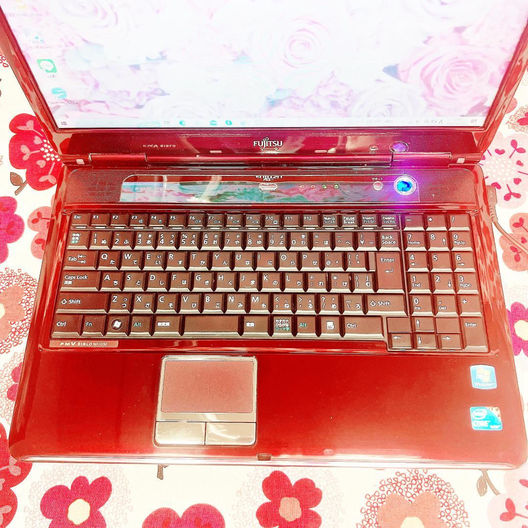 7【データ保存大容量❣️】初期設定済み✨初心者向け✨オシャレな赤✨ノートパソコン