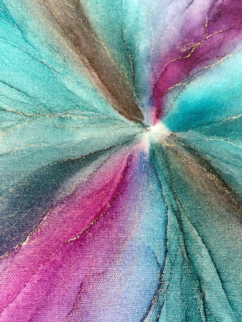 抽象画 アルコールインクアート キャンバス　くすみピンク・グリーン・ブラウン