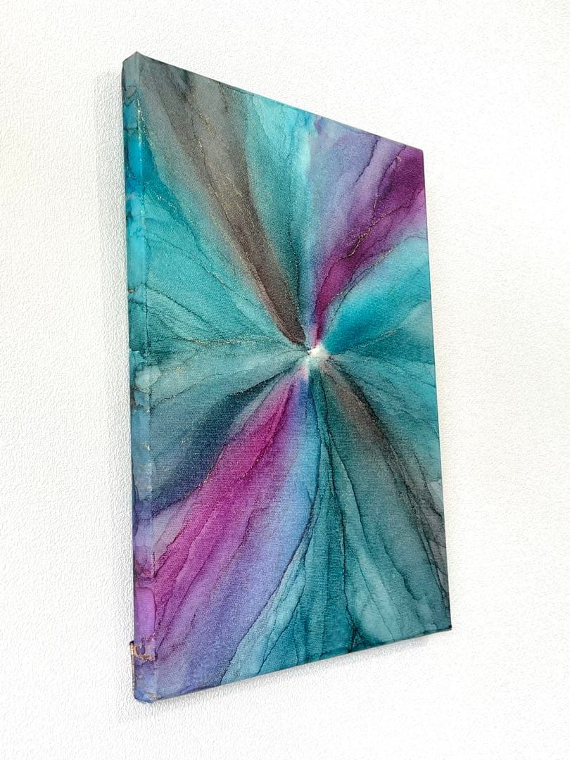 抽象画 アルコールインクアート キャンバス　くすみピンク・グリーン・ブラウン