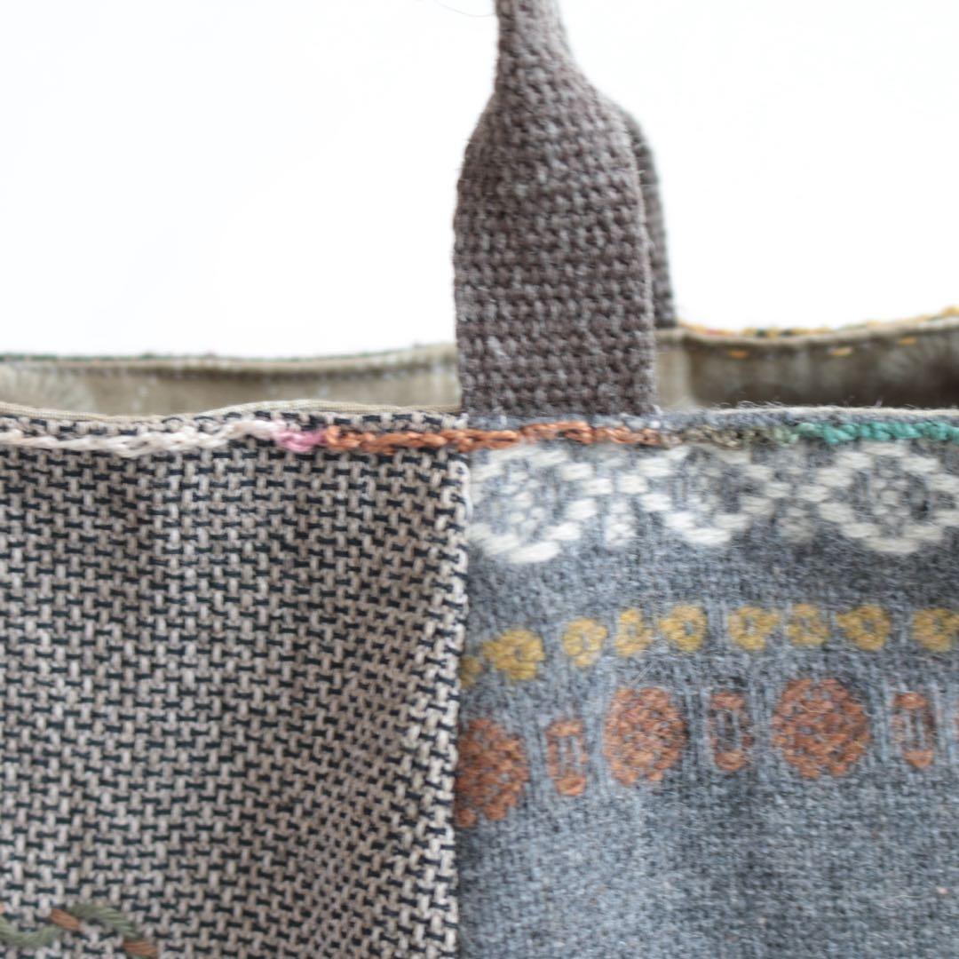 ハンドメイド パッチワーク ウール 刺繍 バッグ