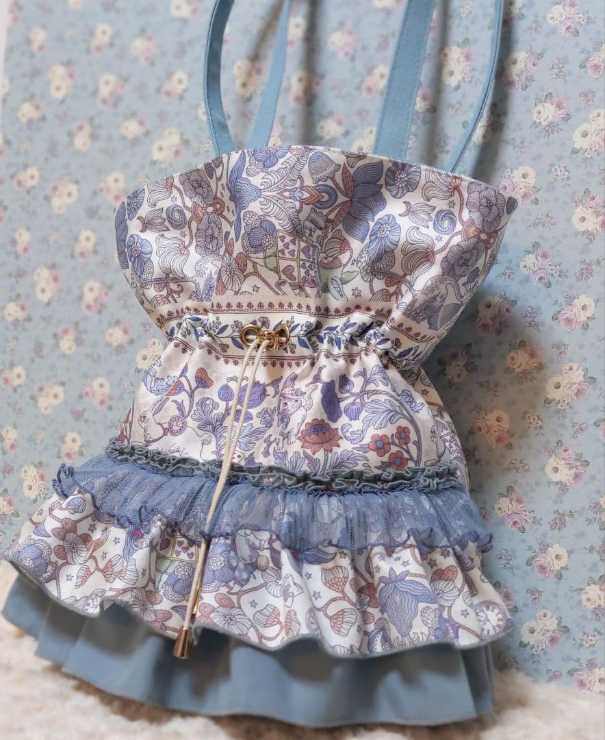 肩がけフリル巾着ショルダーバッグ　メゾンドクチュール　ジョリーフルール