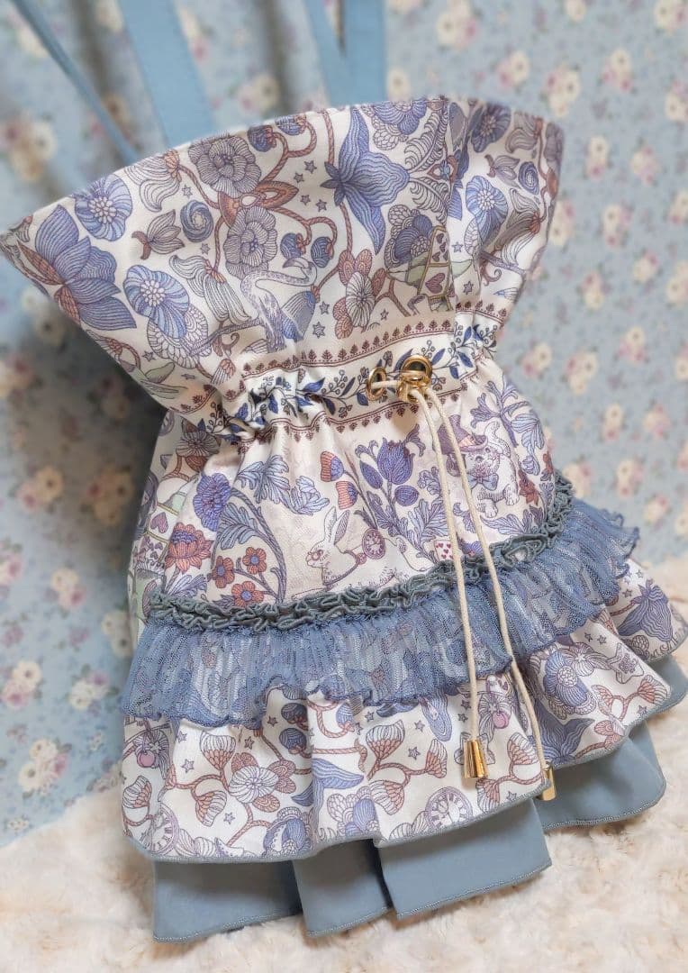 肩がけフリル巾着ショルダーバッグ　メゾンドクチュール　ジョリーフルール