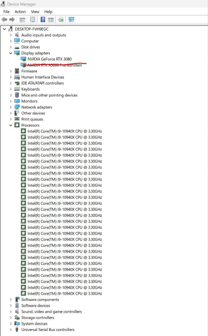 Windowsデスクトップ i9-10940X/RAM64GB/(RTX 3080 & RTX A3000)