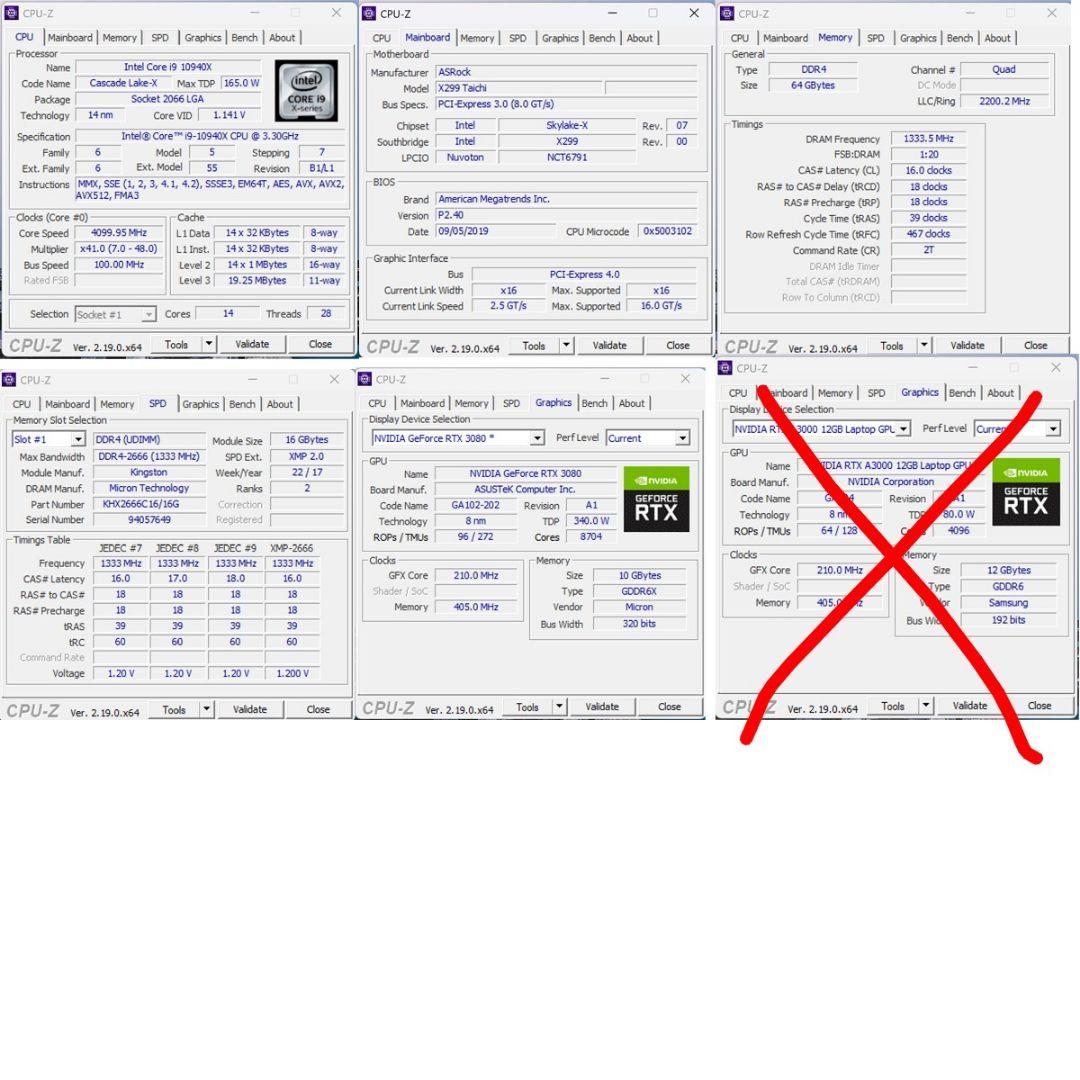 Windowsデスクトップ i9-10940X/RAM64GB/(RTX 3080 & RTX A3000)
