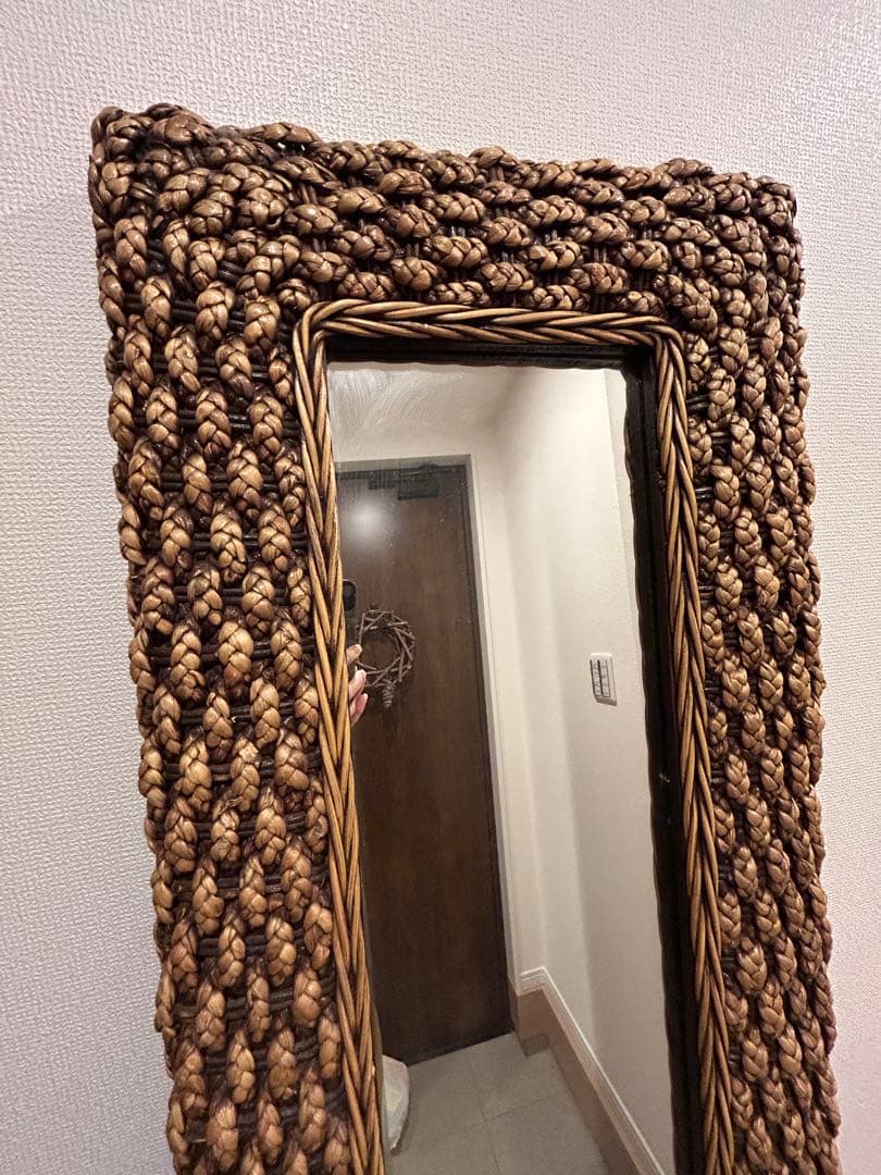 ラタン　全身鏡　ミラー　アジアン　引取りの方8600円引