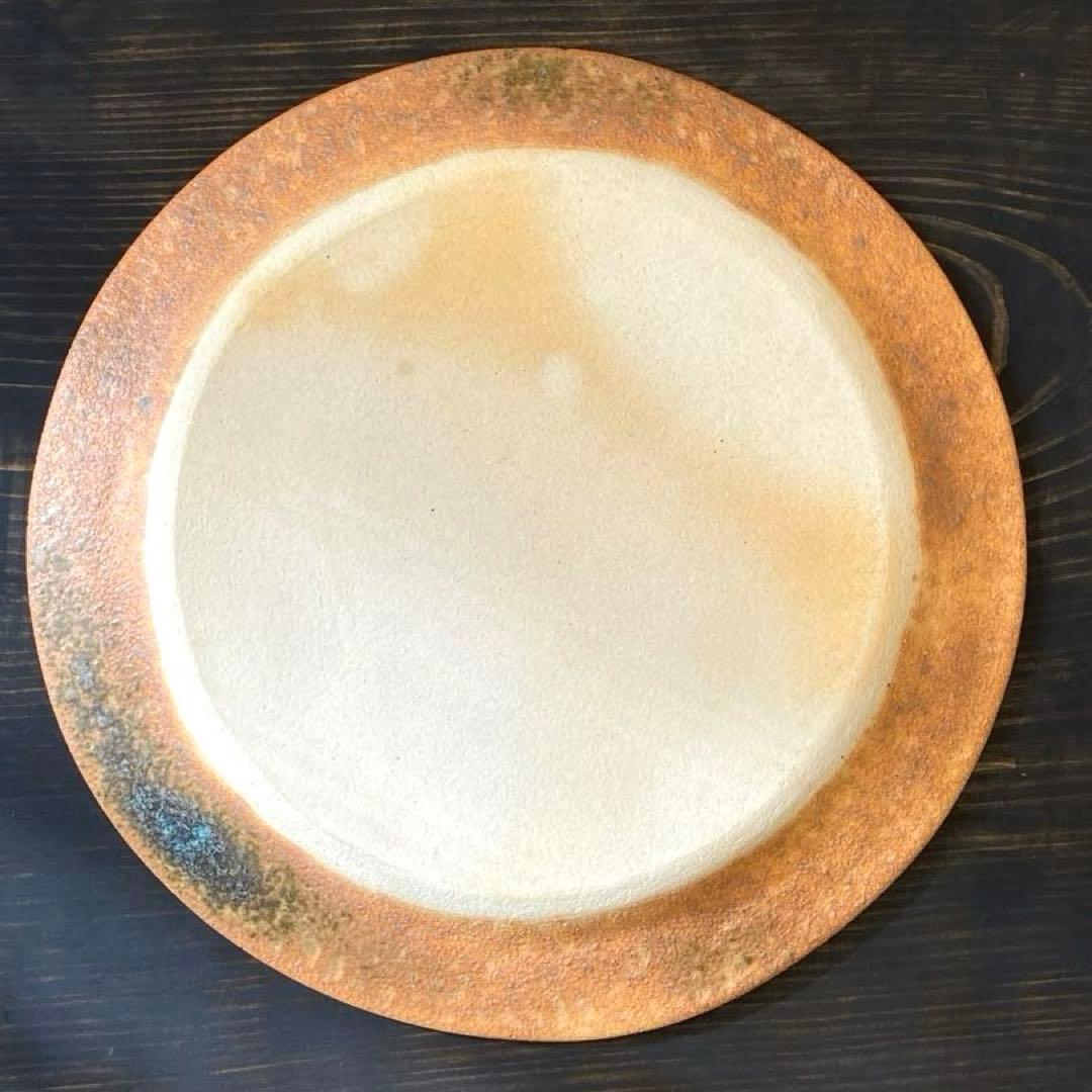 藤本洋子　Aオレンジターコイズブルー　大皿　作家もの　手びねり　プレート　貴重