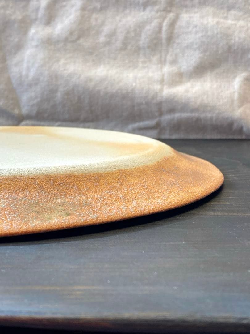 藤本洋子　Aオレンジターコイズブルー　大皿　作家もの　手びねり　プレート　貴重