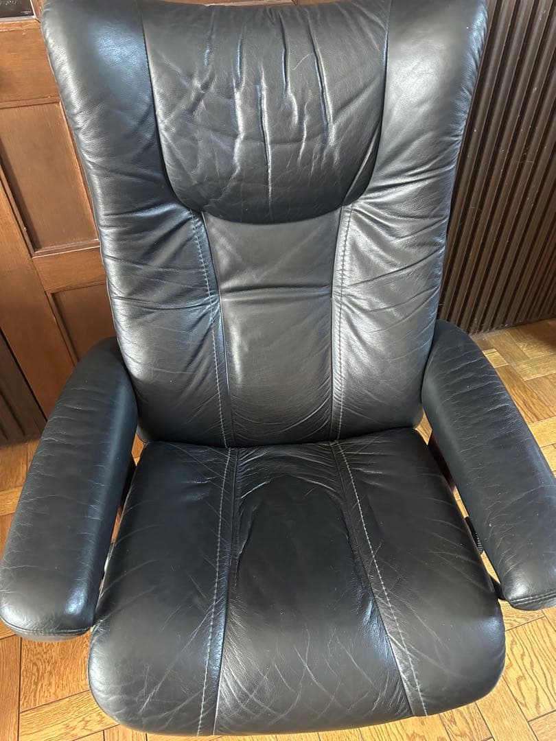 【値下げ】EKORNES エコーネス　ブラックレザー リクライニングソファ