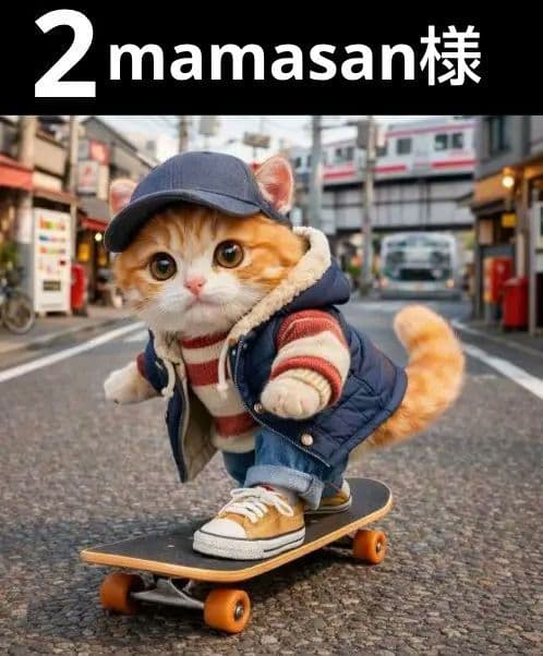 オーダーページ　ハンカチ5063 スケボーねこちゃん柄　ハンドメイド　3/11