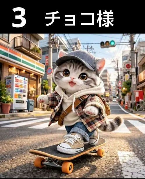 オーダーページ　ハンカチ5063 スケボーねこちゃん柄　ハンドメイド　3/11