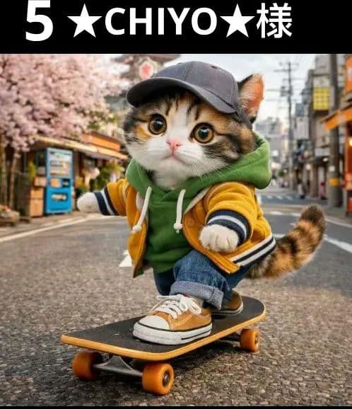 オーダーページ　ハンカチ5063 スケボーねこちゃん柄　ハンドメイド　3/11