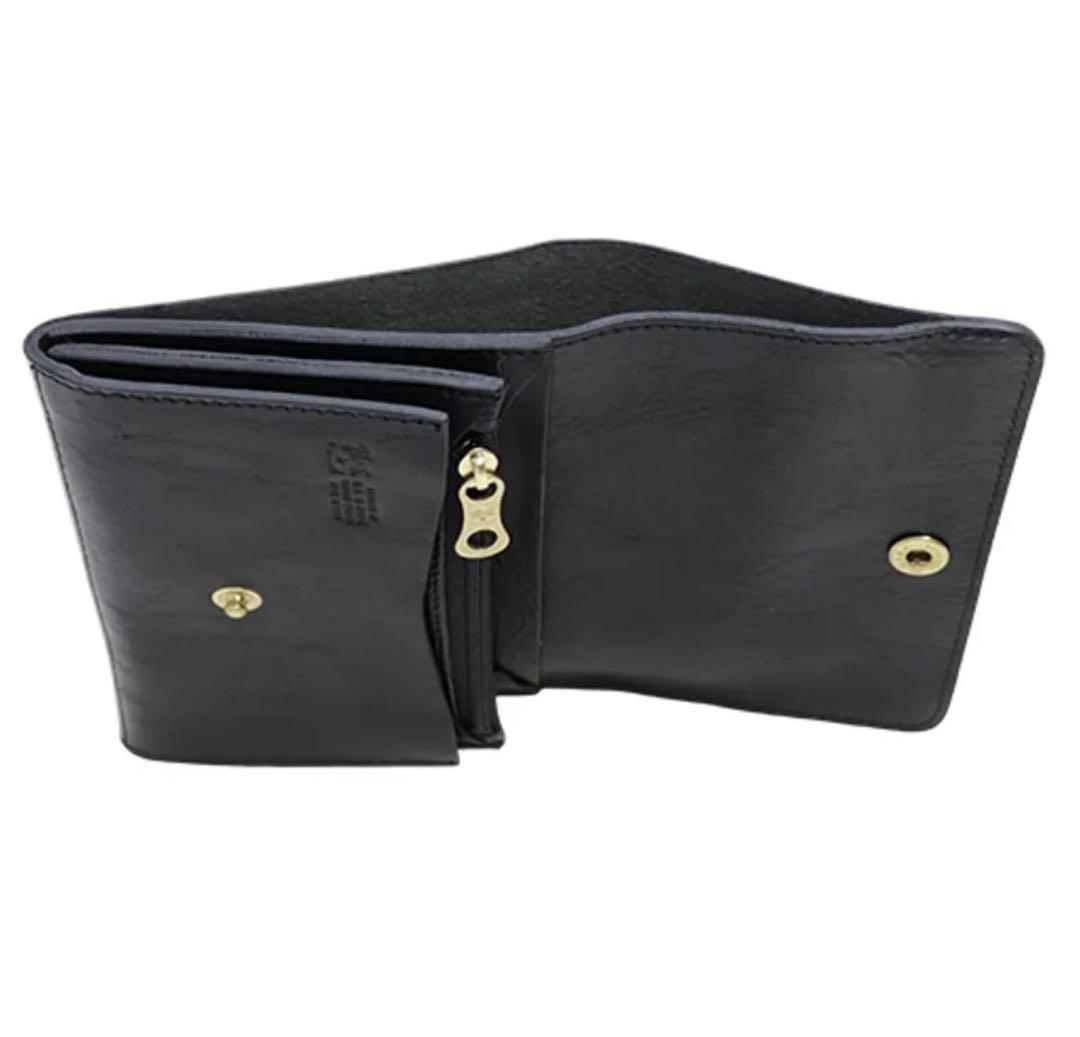 イルビゾンテ IL BISONTE 二つ折り財布　黒 収納袋付き