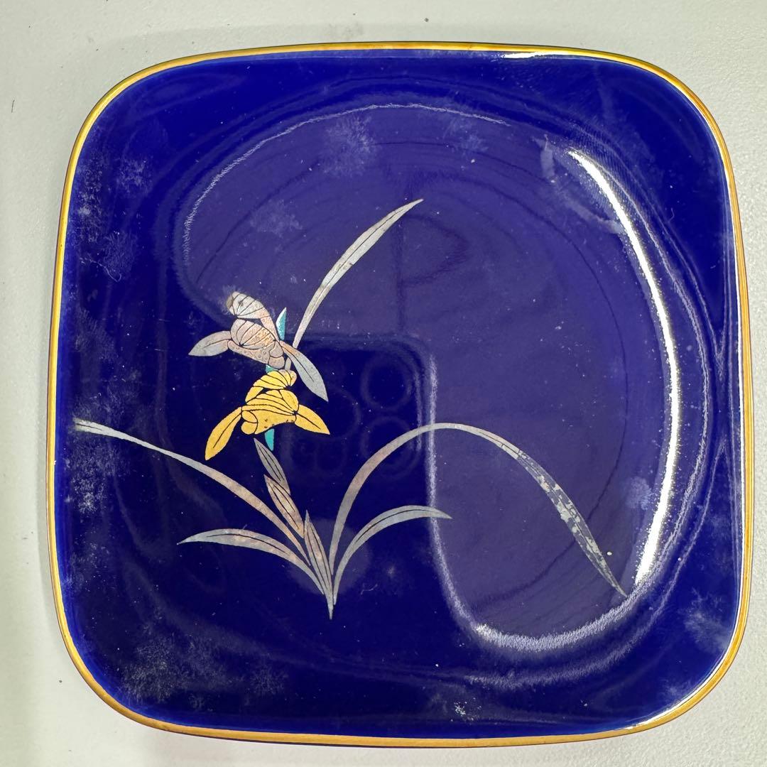 香蘭社 花柄 紺色皿 6枚セット