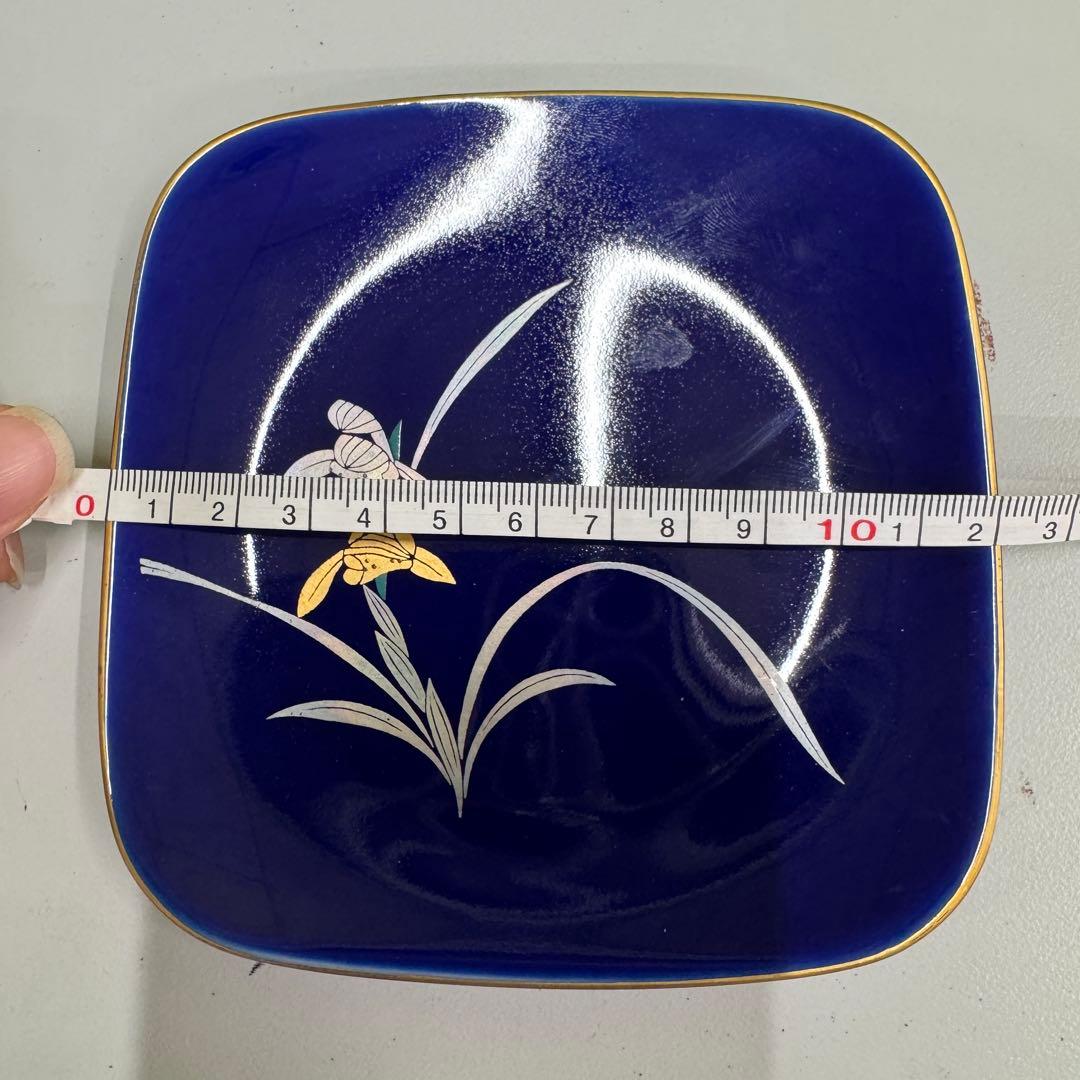 香蘭社 花柄 紺色皿 6枚セット