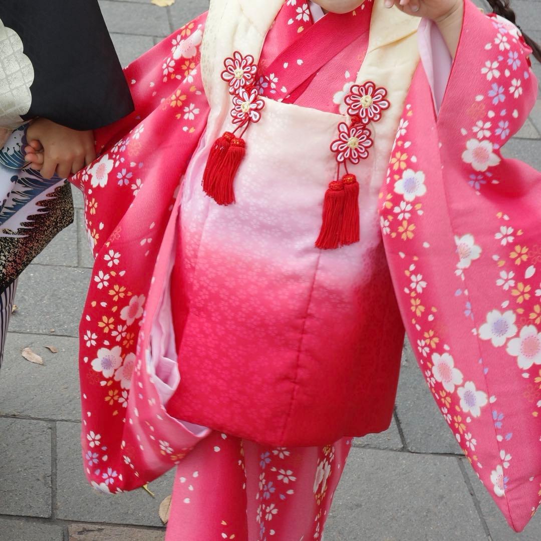 七五三 着物セット 花柄 お布施 赤 レッド ピンク 可愛い 女の子