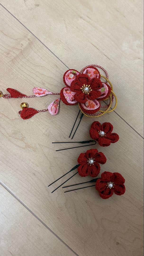 七五三 着物セット 花柄 お布施 赤 レッド ピンク 可愛い 女の子