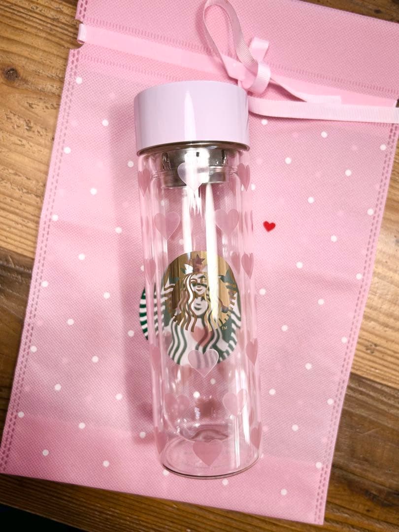 韓国スターバックスバレンタインガラスティーボトル