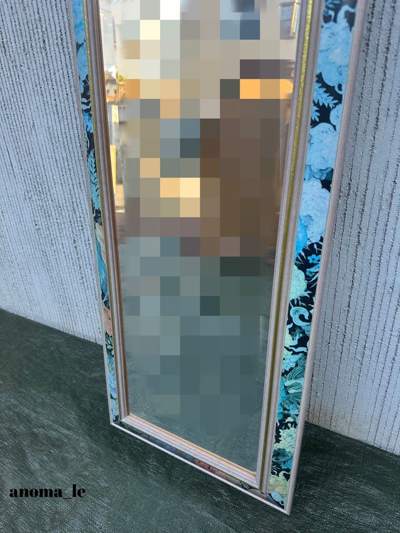 6001【ウォールミラー】イタリア　木製　彫刻　ベベル鏡　アンティークヴィンテー