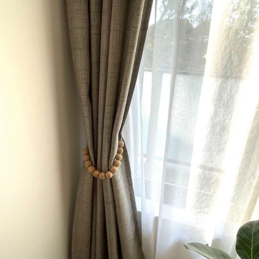 ニトリ 採光カーテン グレージュ リフレ レースカーテン セット タッセル付