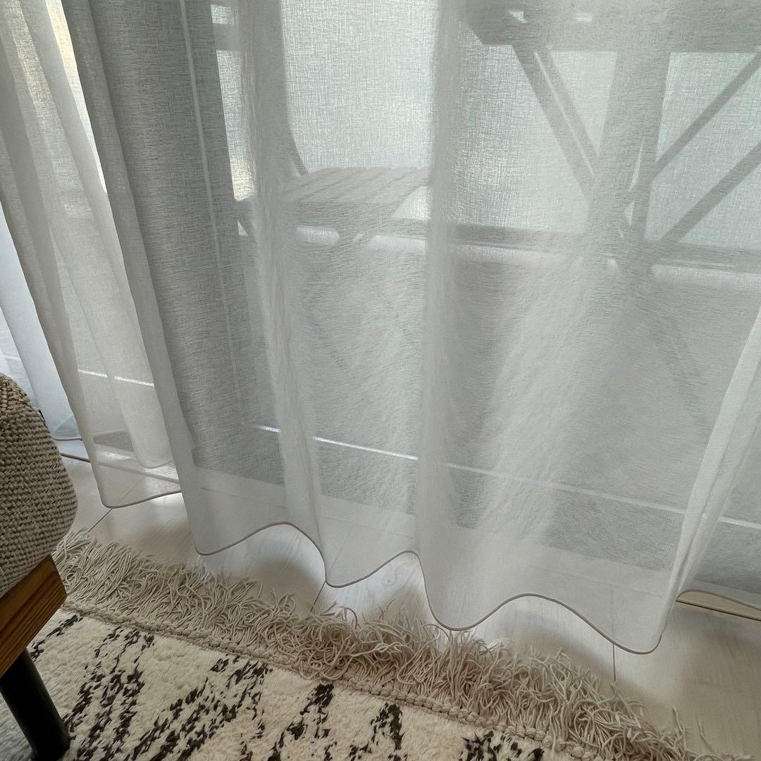 ニトリ 採光カーテン グレージュ リフレ レースカーテン セット タッセル付