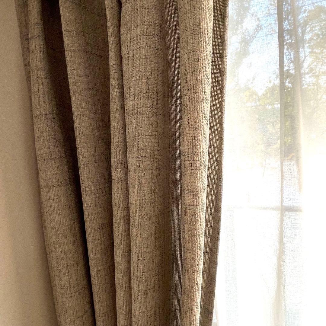 ニトリ 採光カーテン グレージュ リフレ レースカーテン セット タッセル付