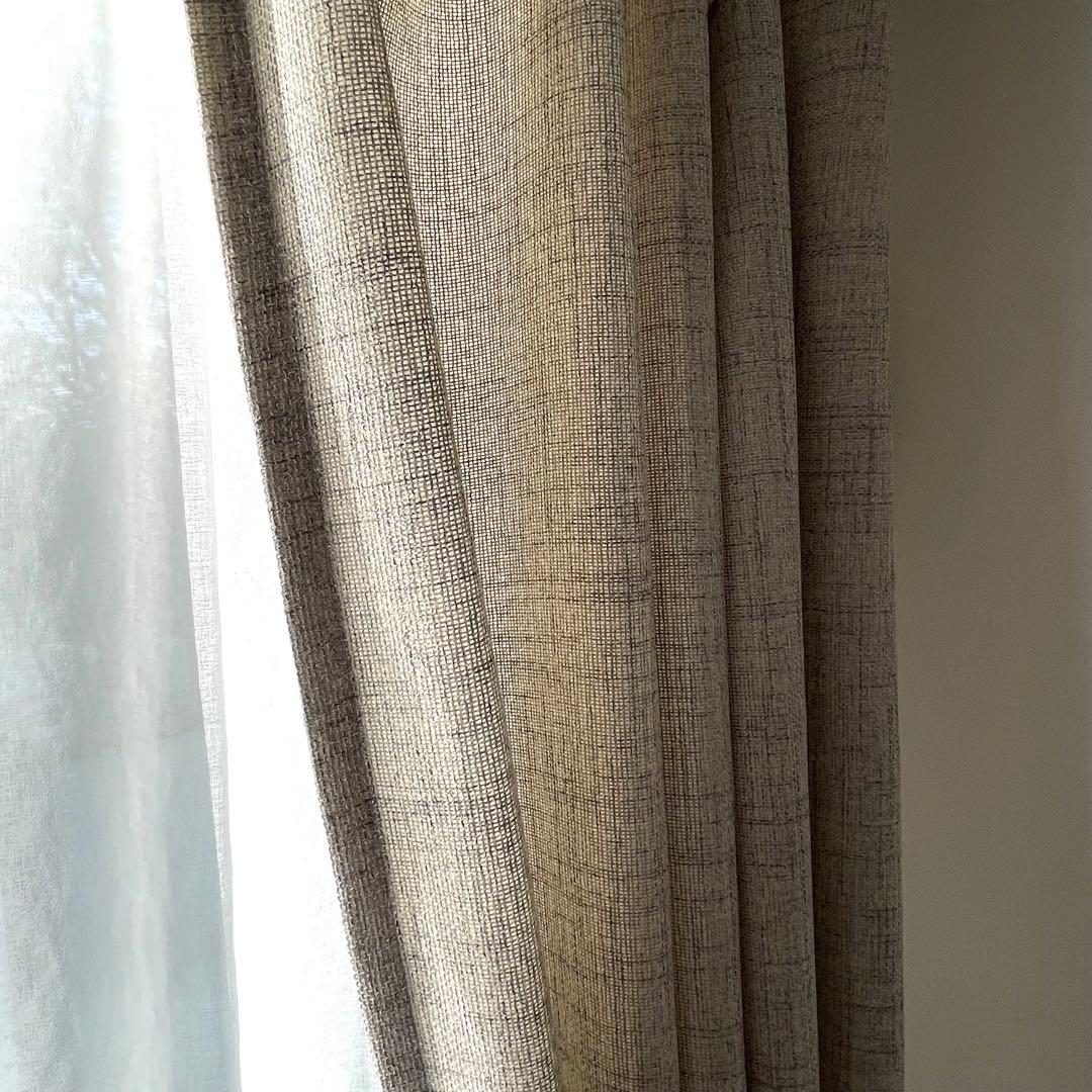 ニトリ 採光カーテン グレージュ リフレ レースカーテン セット タッセル付