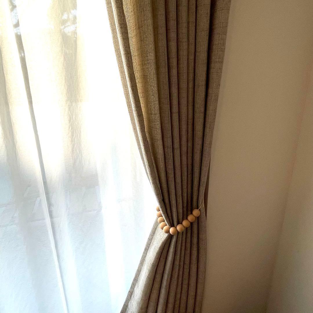 ニトリ 採光カーテン グレージュ リフレ レースカーテン セット タッセル付