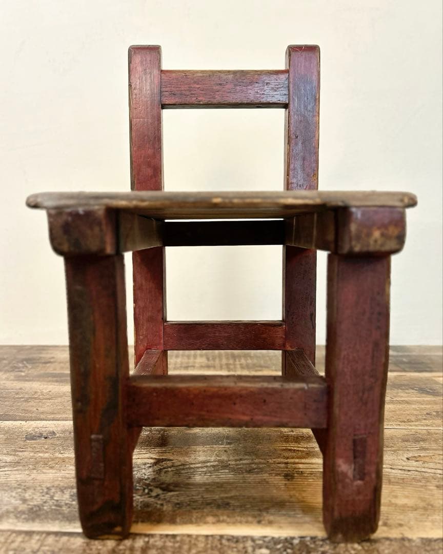 昭和40〜50年代 木製 踏み台チェア 小椅子 無垢材 古家具 古道具 レトロ