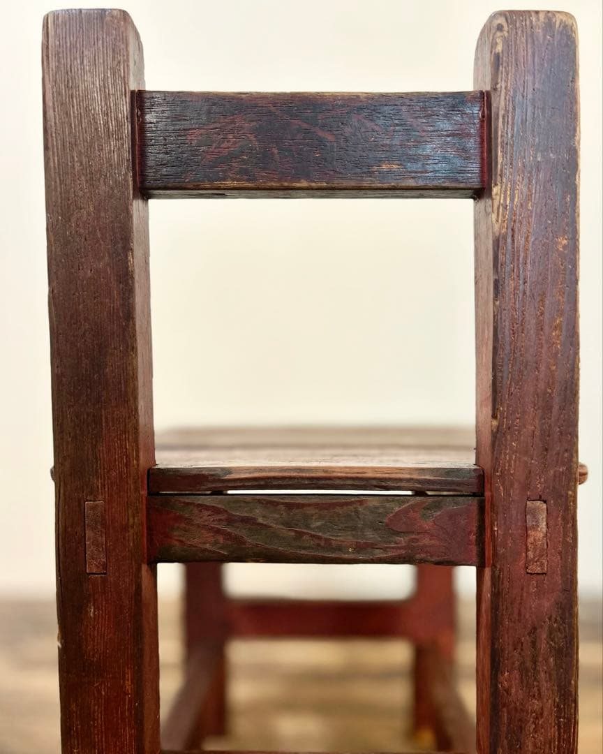 昭和40〜50年代 木製 踏み台チェア 小椅子 無垢材 古家具 古道具 レトロ