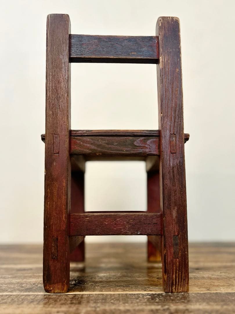 昭和40〜50年代 木製 踏み台チェア 小椅子 無垢材 古家具 古道具 レトロ