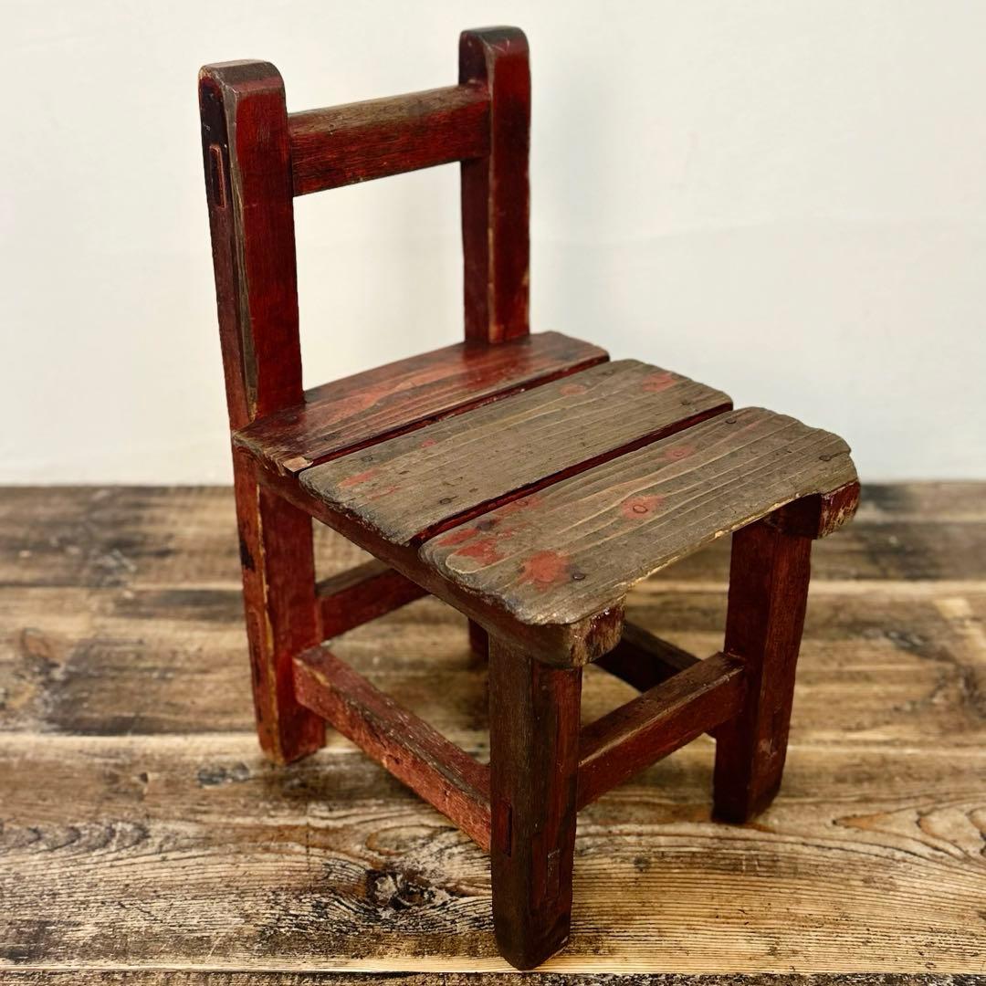 昭和40〜50年代 木製 踏み台チェア 小椅子 無垢材 古家具 古道具 レトロ