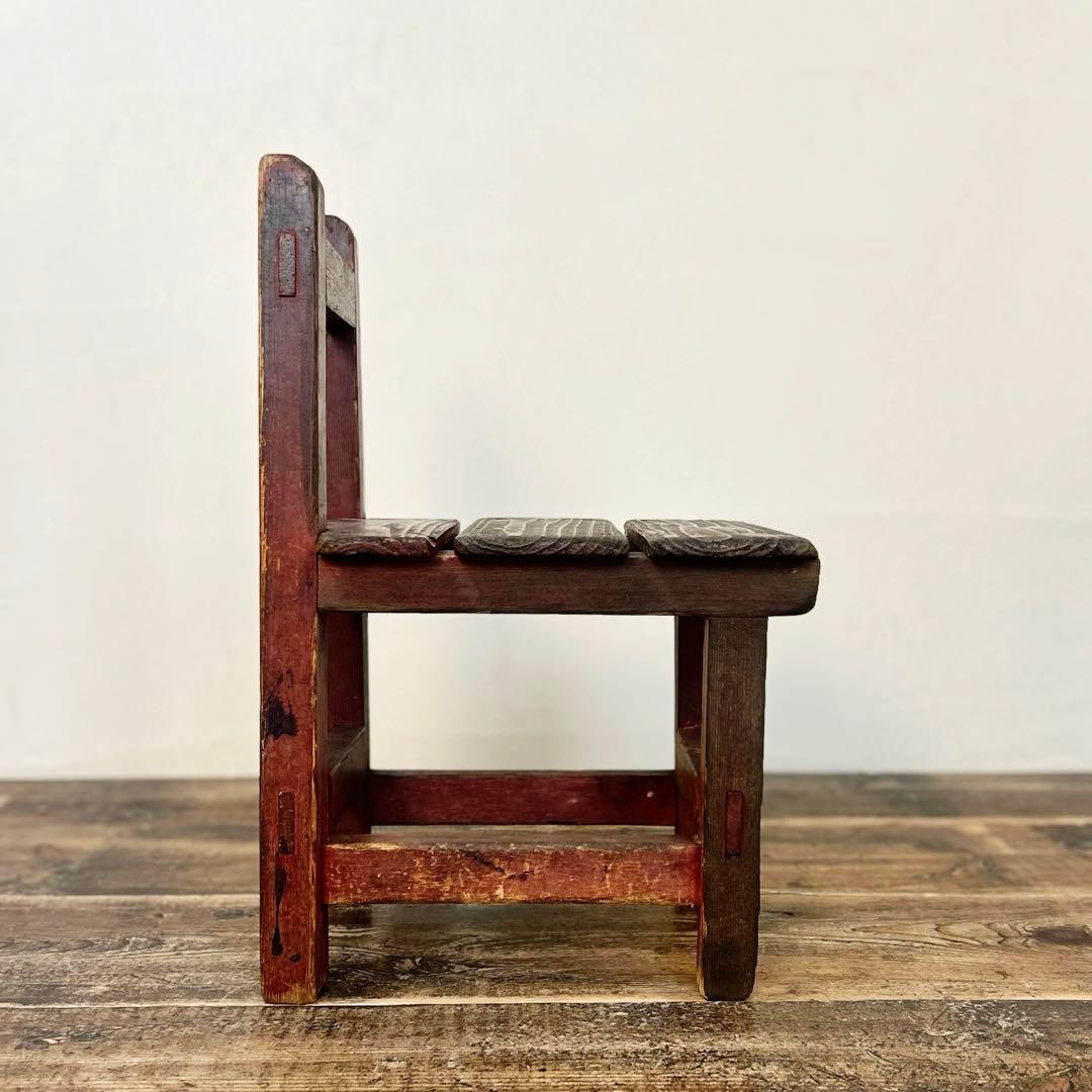 昭和40〜50年代 木製 踏み台チェア 小椅子 無垢材 古家具 古道具 レトロ