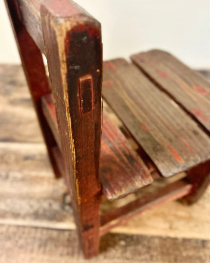 昭和40〜50年代 木製 踏み台チェア 小椅子 無垢材 古家具 古道具 レトロ