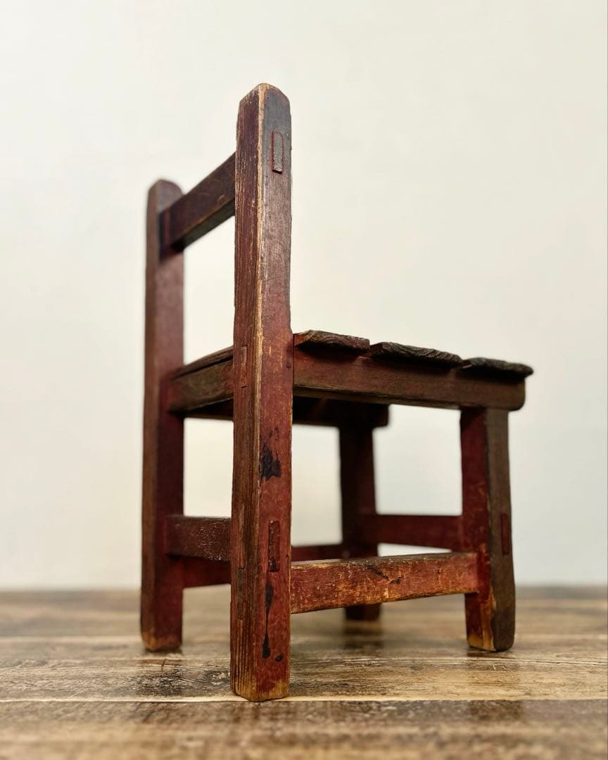 昭和40〜50年代 木製 踏み台チェア 小椅子 無垢材 古家具 古道具 レトロ