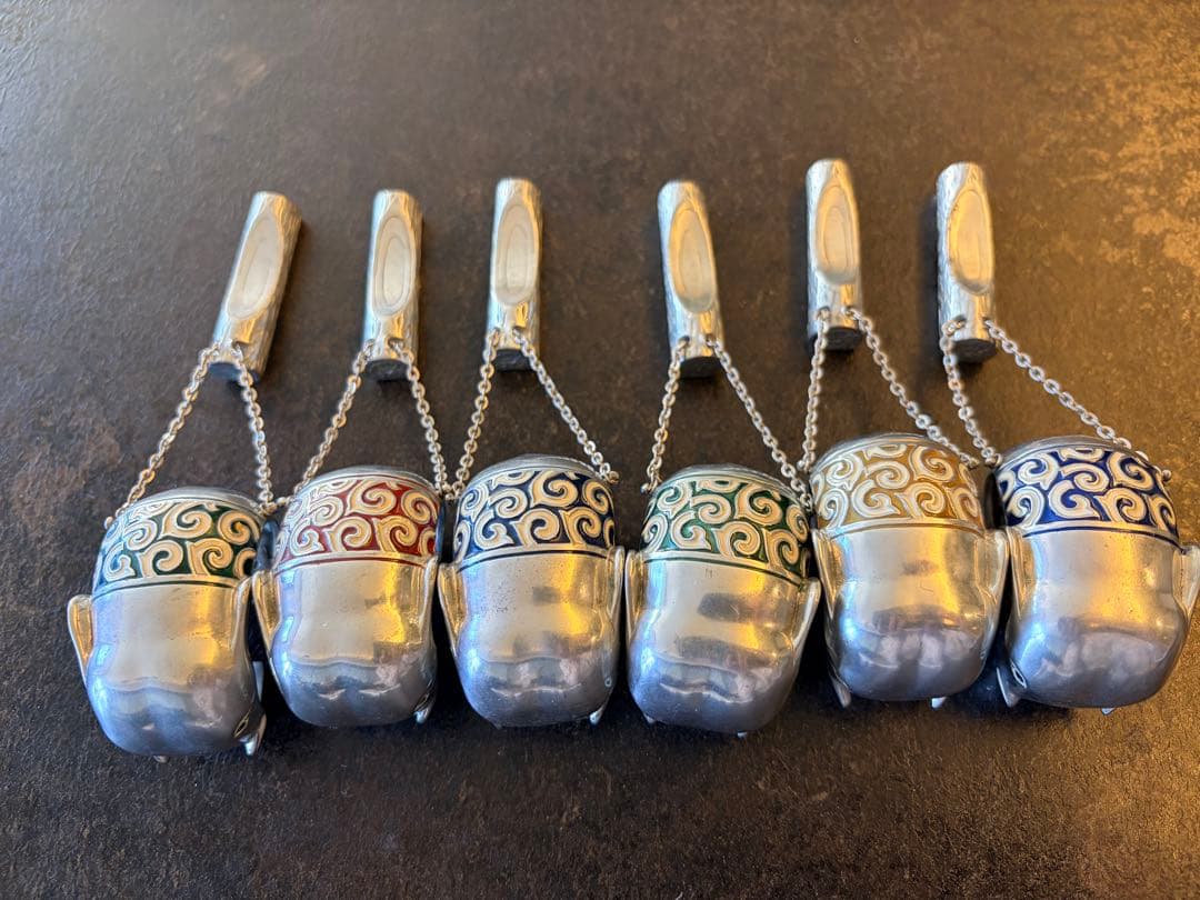 【希少】タイ・チェンマイ ゾウのナプキンリング＆箸置き 6個セット 丸太デザイン