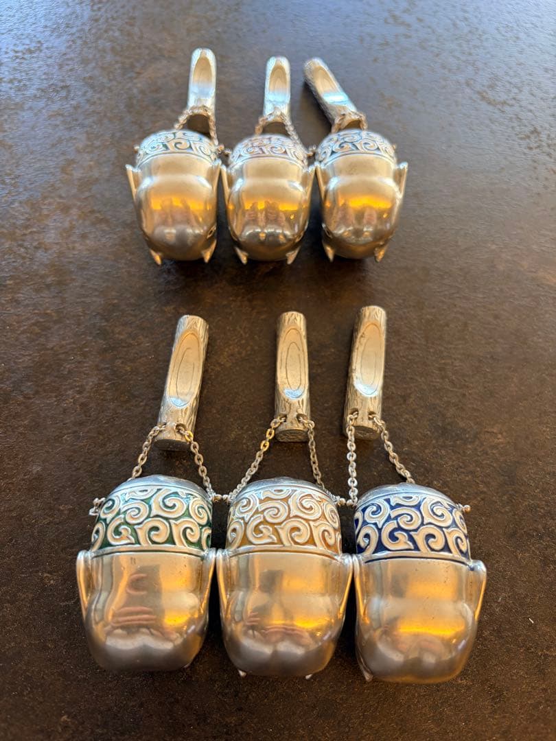 【希少】タイ・チェンマイ ゾウのナプキンリング＆箸置き 6個セット 丸太デザイン